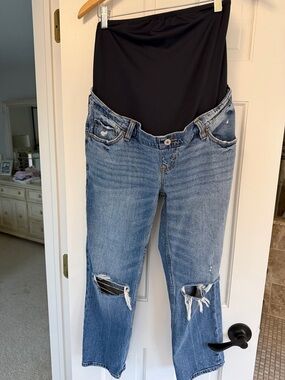 Maternity Distressed Denim Jeans in Blue